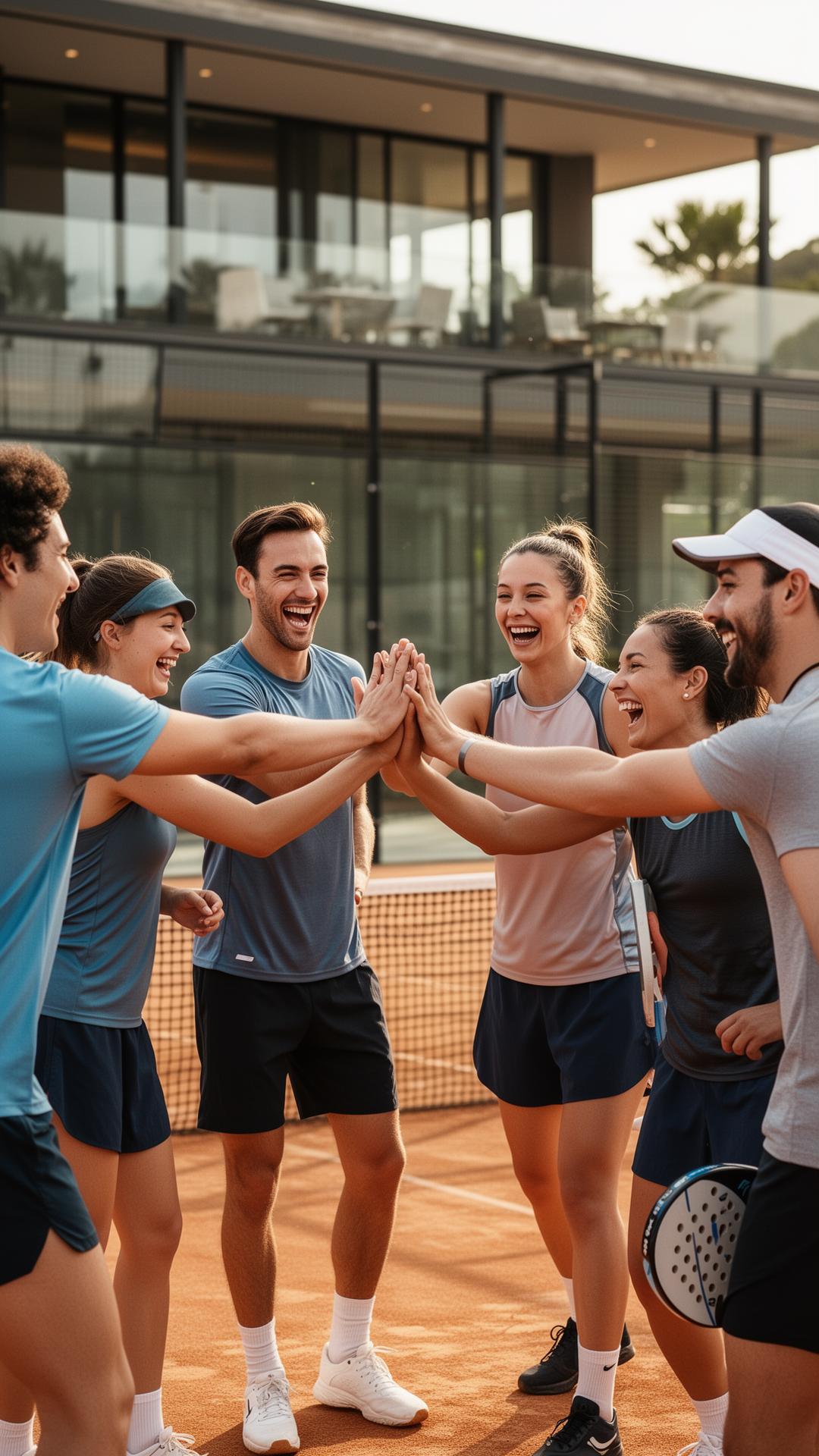 Padel Community und Spieler bei gemeinsamem Match auf dem Court im Padel Club Halle