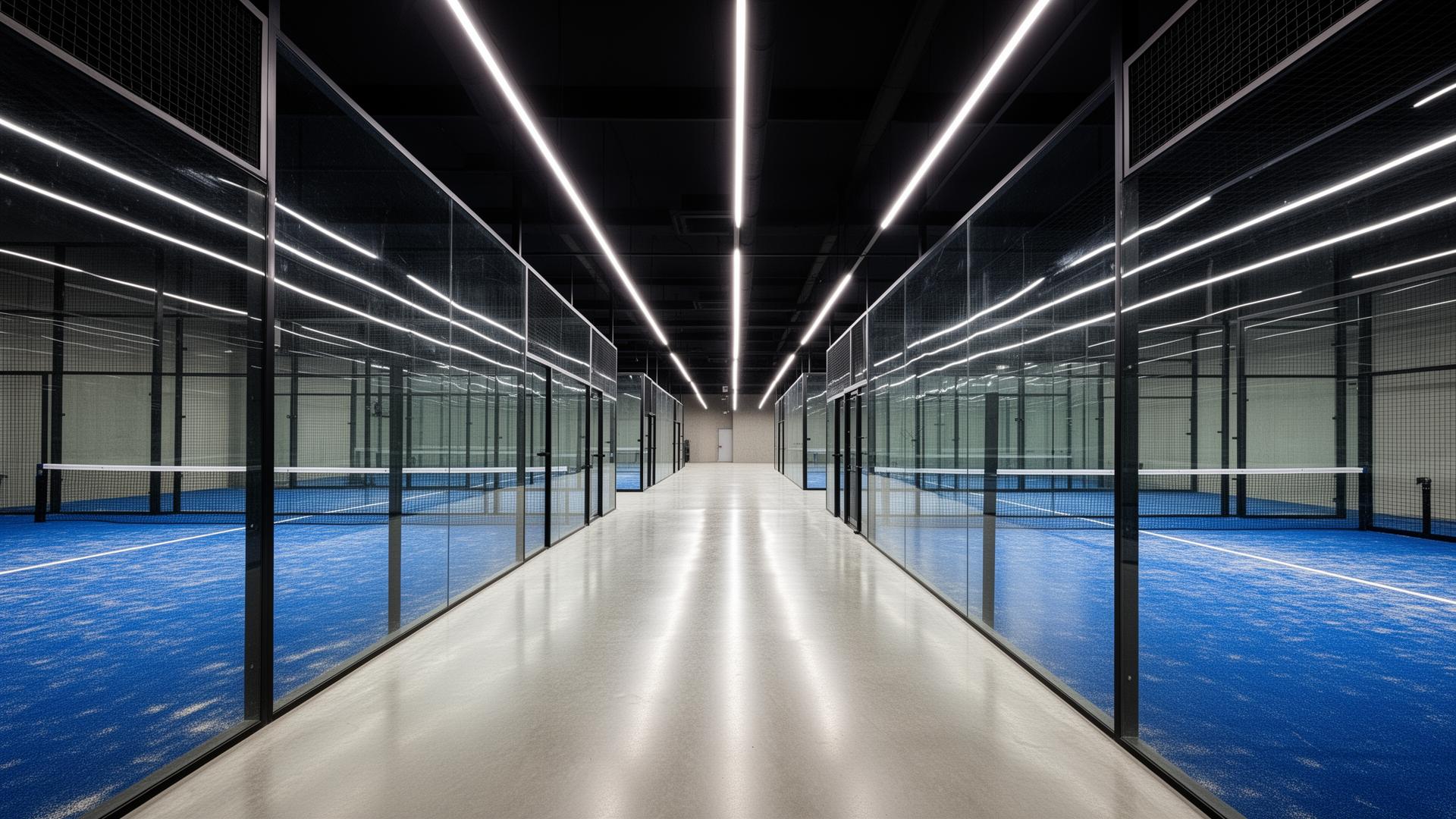 Indoor Padel Courts mit Premium-Ausstattung und Glaswänden im Padel Club Halle Halle Saale